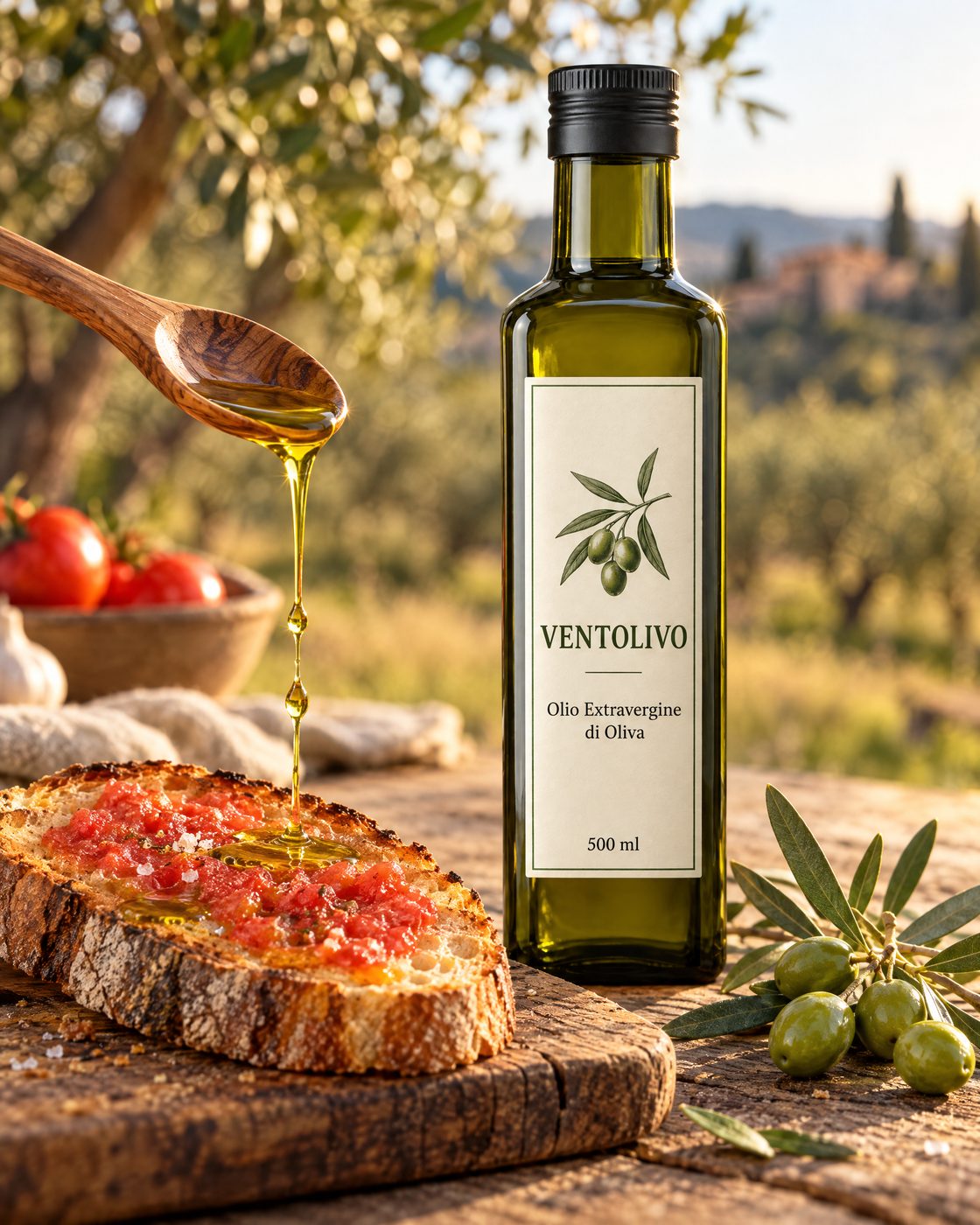Olio Ventolivo su una bruschetta